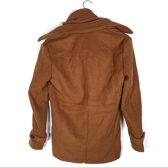 NWT Manvelous light brown button down pea coat w detachable dickie size small S - Picture 2 of 5